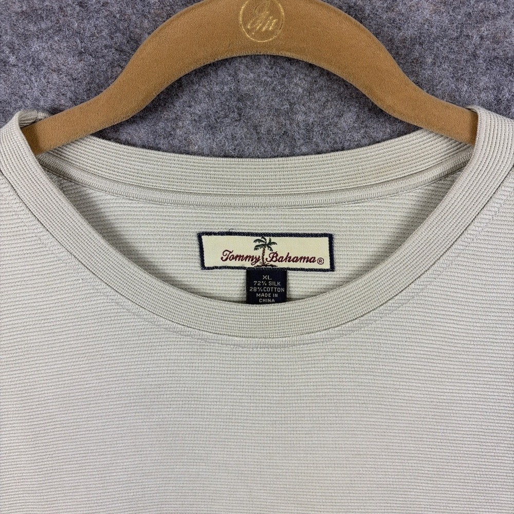 Tommy Bahama XL Short Sleeve CREAME Shirt Mens Palm Tree Casual - Picture 2 of 11